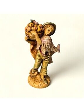 Fontanini Seth Nativity Village Figure 1987 Boy Basket 52597 Depose Italy 5"